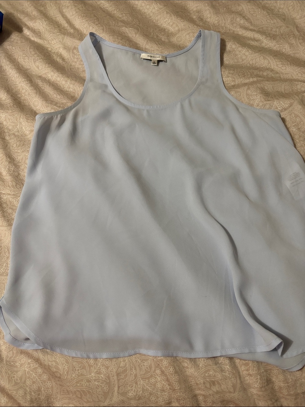 Babaton Light Blue Chiffon Scoop Neck Tank